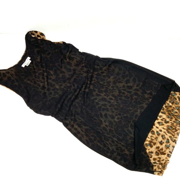 New Kay Unger Tiered Ruffle Mesh Leopard Pattern Sleeveless Dress Large - Picture 16 of 16